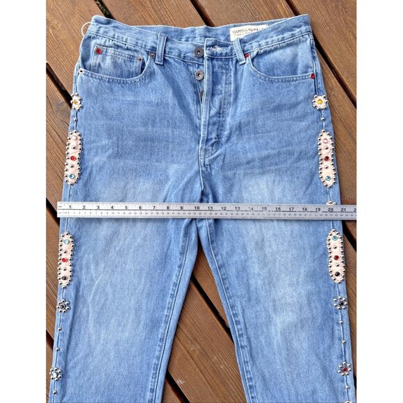 Kapital Kountry Studded Straight Leg Blue Denim Jeans Cotton Japan Sz 32 - Picture 12 of 16